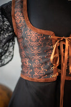 Cargar imagen en el visor de la galería, Corpiño steampunk damasquinado