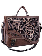 Cargar imagen en el visor de la galería, Bolso steampunk con bordado de engranajes