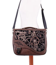 Cargar imagen en el visor de la galería, Bolso steampunk con bordado de engranajes