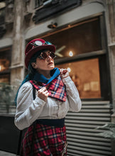 Load image into Gallery viewer, PRE-ORDER Reversible blue and red vegan wool and tartan scarf