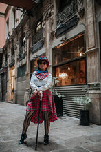 Cargar imagen en el visor de la galería, Falda steampunk tartán roja