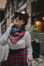 Load image into Gallery viewer, PRE-ORDER Reversible blue and red vegan wool and tartan scarf