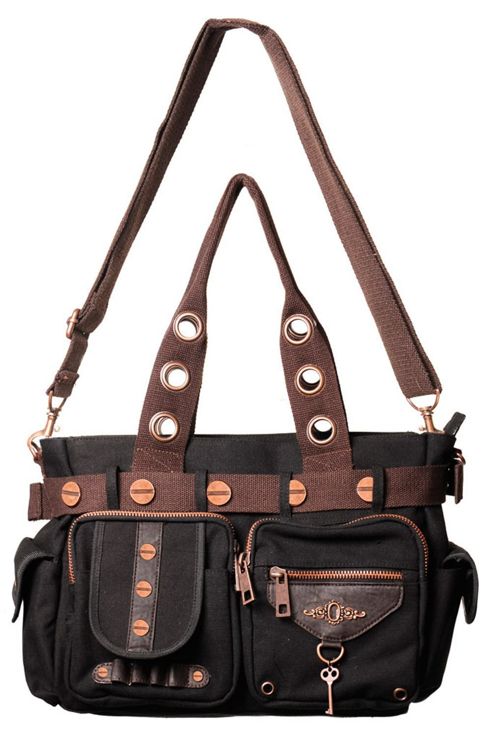 Bolso steampunk grande rayado o negro