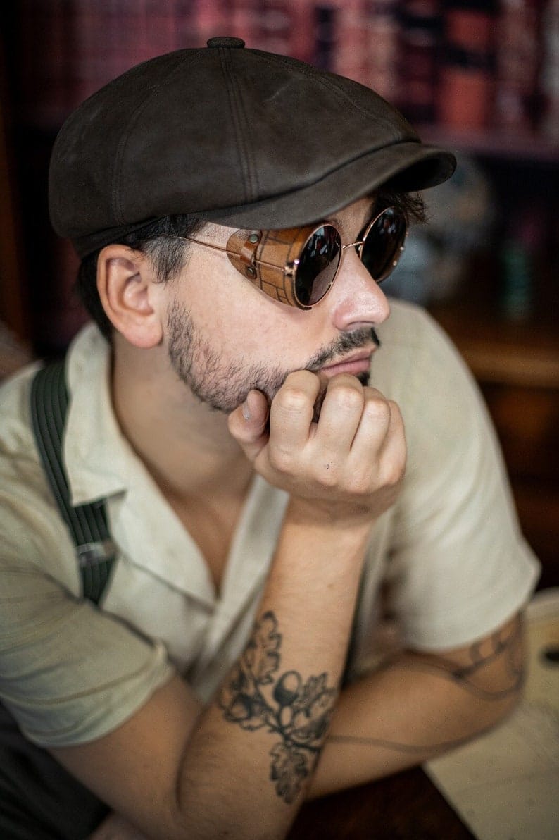 Gafas de sol steampunk con cuero grabado – Uchronic Time