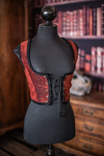 Load image into Gallery viewer, Corpiño de terciopelo rojo con ribete negro