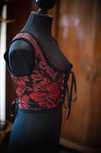 Cargar imagen en el visor de la galería, Corpiño damasquinado rojo y negro