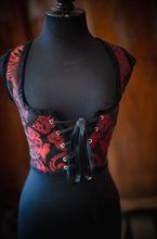 Cargar imagen en el visor de la galería, Corpiño damasquinado rojo y negro