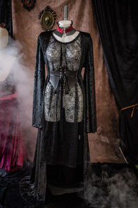 Vestido transparente de encaje negro vampirecore