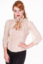 Load image into Gallery viewer, Victorian steampunk cream lace blouse with corset effect