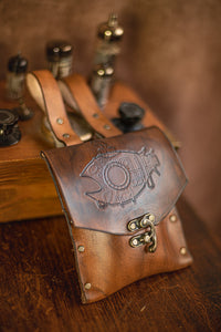 Bolsito de cinturón de cuero steampunk
