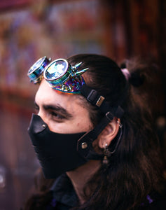 Cyberpunk dieselpunk steampunk goggles with diamond crystal