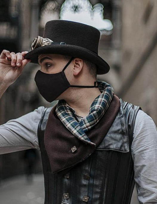 VORBESTELLUNG Brauner veganer Wende-Schal aus Tartan und Wolle