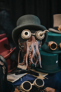 Máscara de cuero Cthulhu estilo steampunk