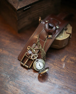 Leder Steampunk Taschenuhr Armband