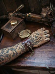 Leather Steampunk Pocket Watch Bracer