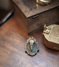 Load image into Gallery viewer, Raven Skull Cameo Brooch