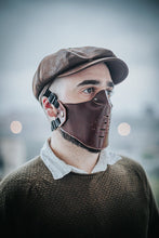 Load image into Gallery viewer, Cyberpunk dieselpunk steampunk style leather motorcycle mask