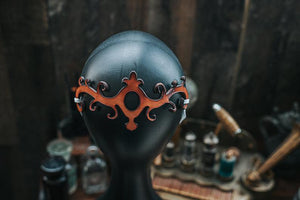 Arabesque Leather Ear Guard, Vintage Handmade Steampunk Face Mask Ear Protector