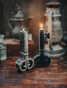 Vintage steampunk victorian key large candle