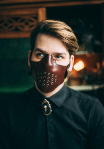 Cyberpunk dieselpunk steampunk style leather eyelet mask for bikers