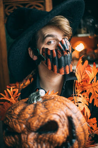 Leather gothic sinister pumpkin mask for halloween