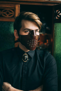 Cyberpunk dieselpunk steampunk style leather eyelet mask for bikers
