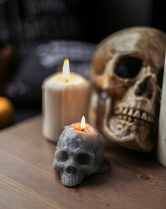 Vela cráneo calavera para rituales de Halloween
