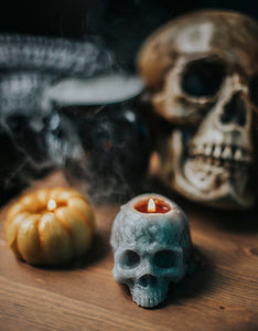 Vela cráneo calavera para rituales de Halloween
