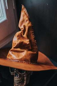 Witch or wizard leather hat dark academia