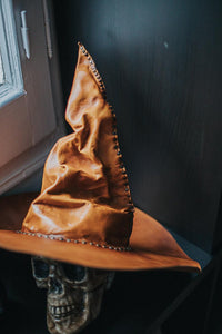 Witch or wizard leather hat dark academia