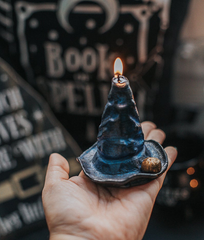 Candle in the shape of a witch hat for Halloween