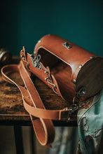 Load image into Gallery viewer, Steampunk leather barrel bag