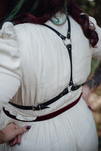 Load image into Gallery viewer, Burgundy velvet and leather harness steampunk style