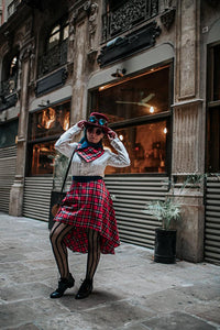 PRE-ORDER Red tartan steampunk skirt