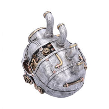 Cargar imagen en el visor de la galería, Calavera dorada con elementos ferroviarios steampunk dieselpunk
