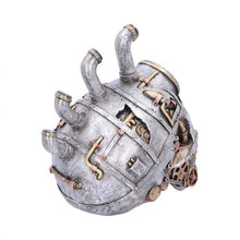 Cargar imagen en el visor de la galería, Calavera dorada con elementos ferroviarios steampunk dieselpunk